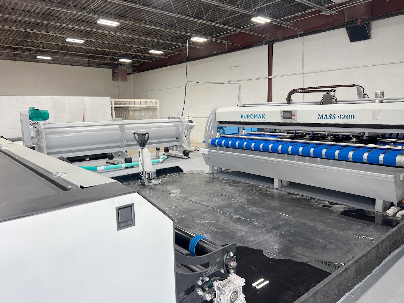 Professional rug cleaning facility setup with industrial rug washing equipment