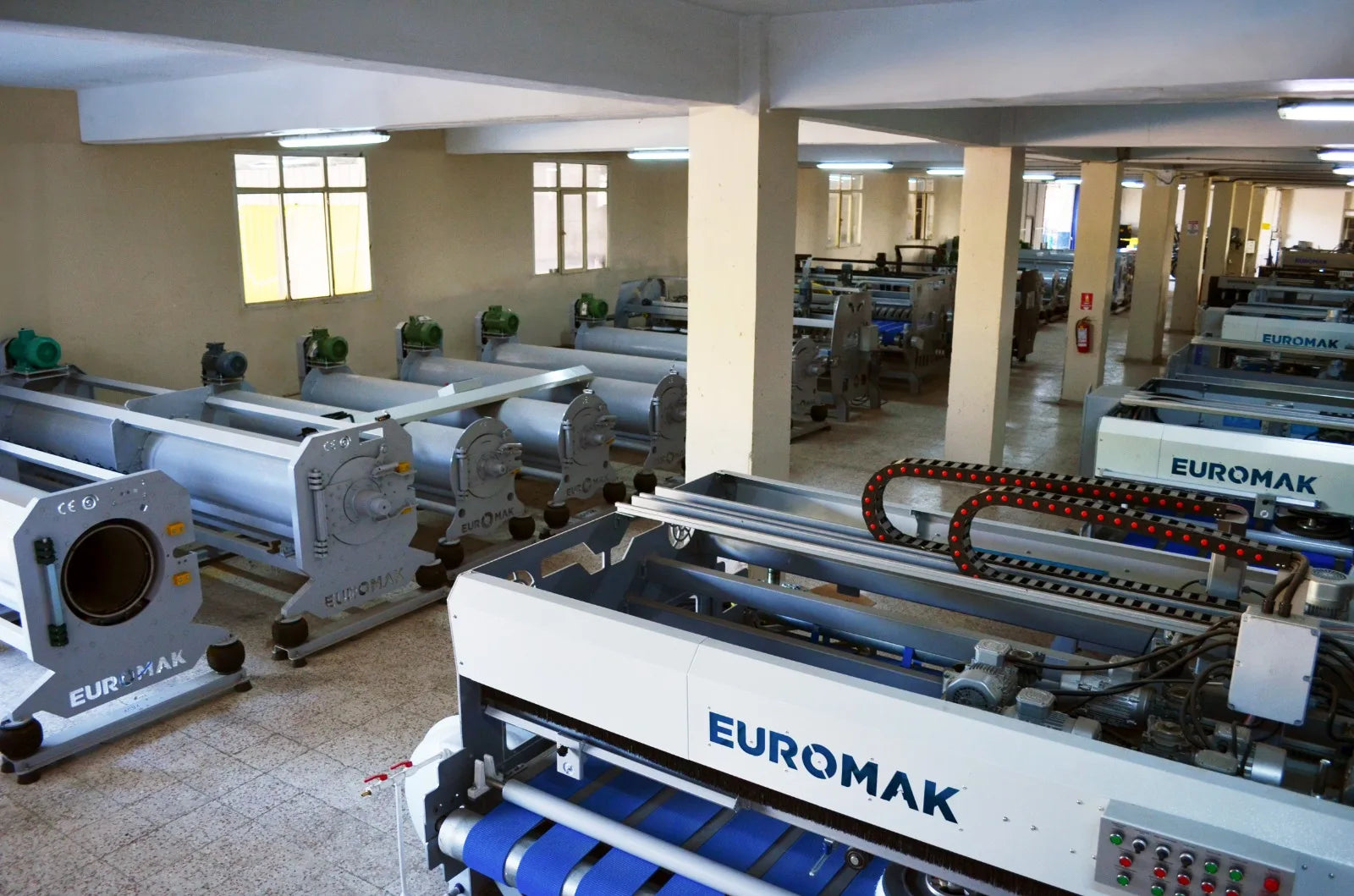 Factory interior with Euromak machinery and equipment.