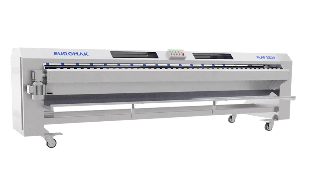 A compact power commercial-grade Euromak Flap 2500 carpet rug duster machine with a white body, dual beating rollers, and a control panel.