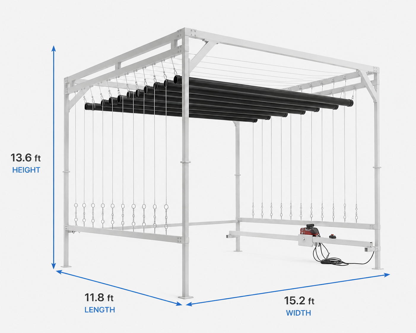 Carpet Rug Drying Rack Hanging System - Pulley Controlled