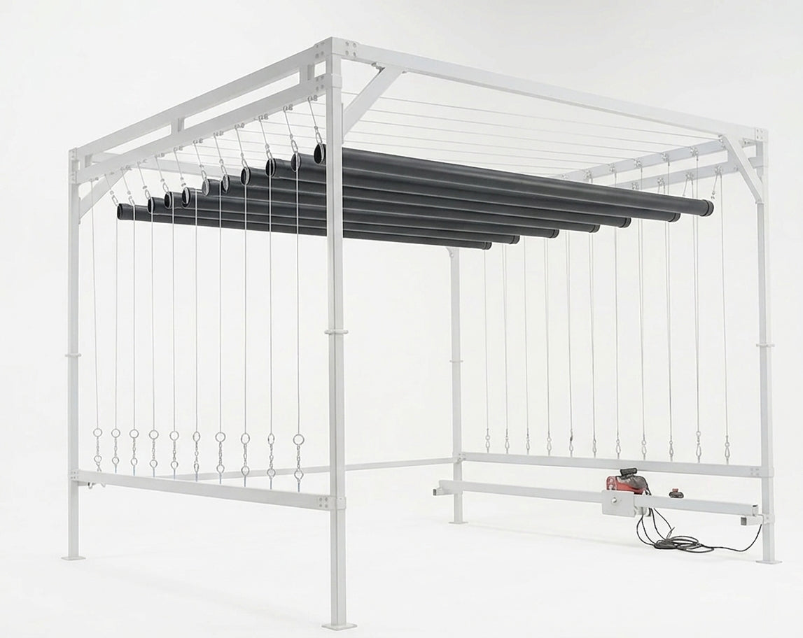Carpet Rug Drying Rack Hanging System - Pulley Controlled